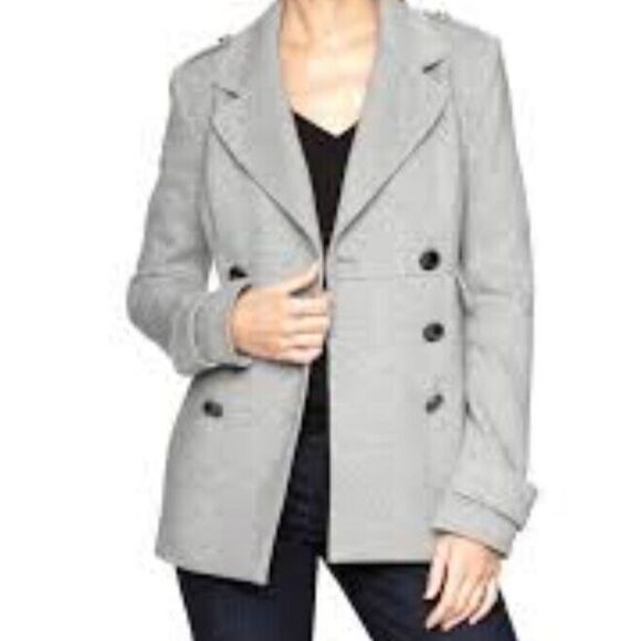 Old Navy Gray Peacoat Jacket Womens Size Medium Cotton Blend Winter Coat‎ - Picture 1 of 12